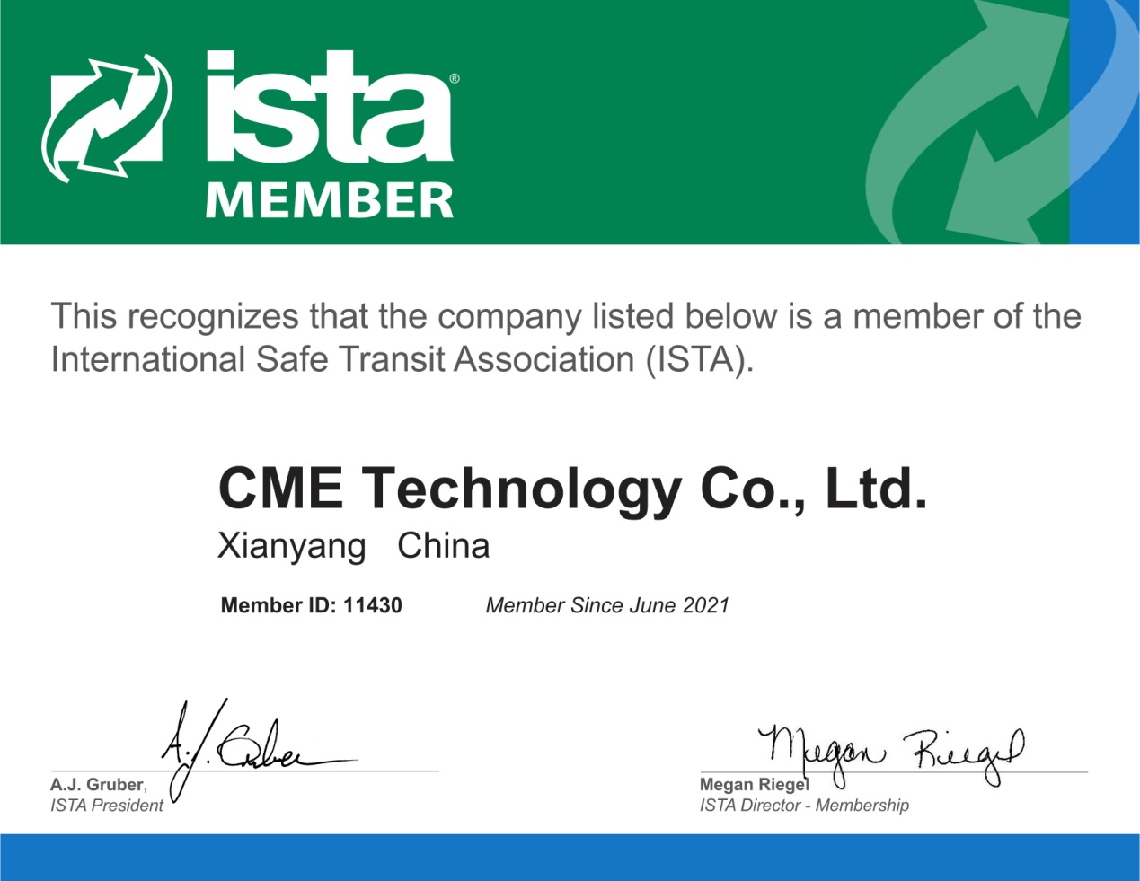 ISTA Member Certificate 
